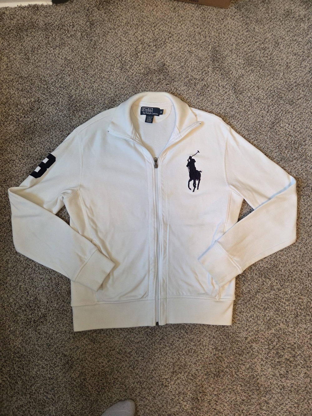 Polo by Ralph Lauren Cream Zip-Up Sweater with Navy Pony